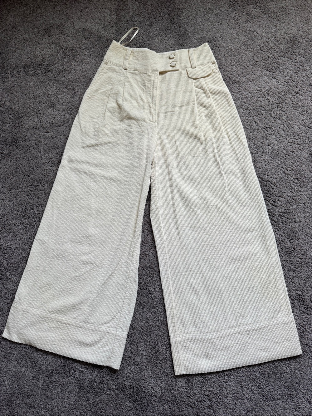 NWOT Farm Rio Women's Cream Curduroy Wide-Leg Pants - Picture 5 of 12